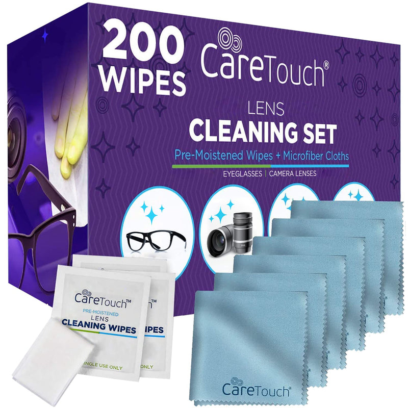 Glasses cleaning cloths with microfiber cloths - 200 glasses cleaning cloths & 6