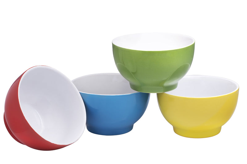 20 Ounce Ceramic Dessert Bowls Set of 4 in Red, Blue, Yellow, Green, 20 oz