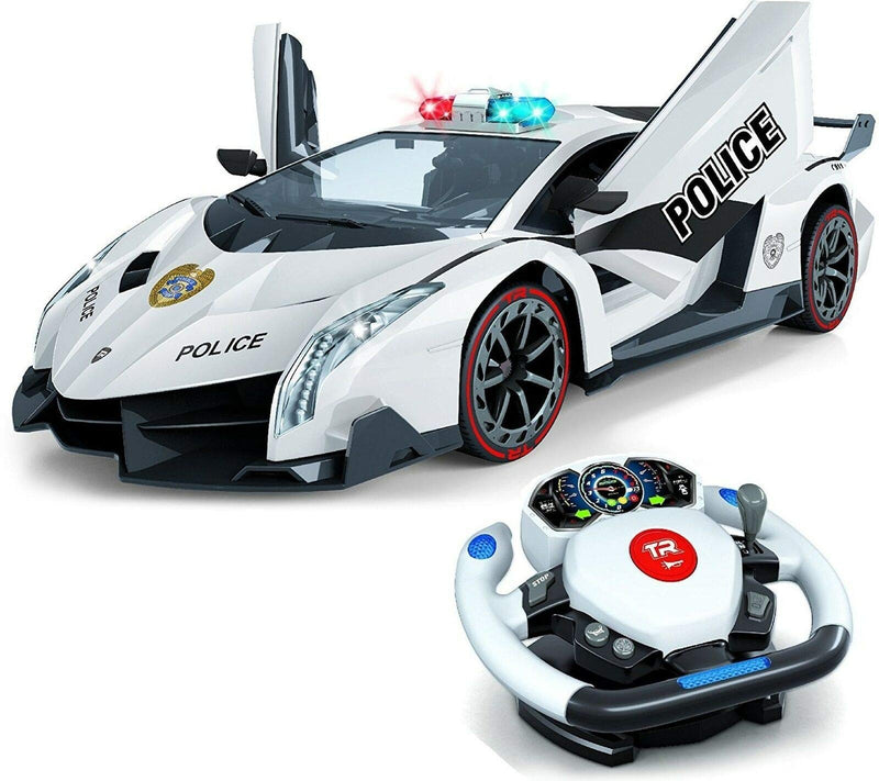 Remote control police car, 4D motion gravity and steering wheel controls, 1:12