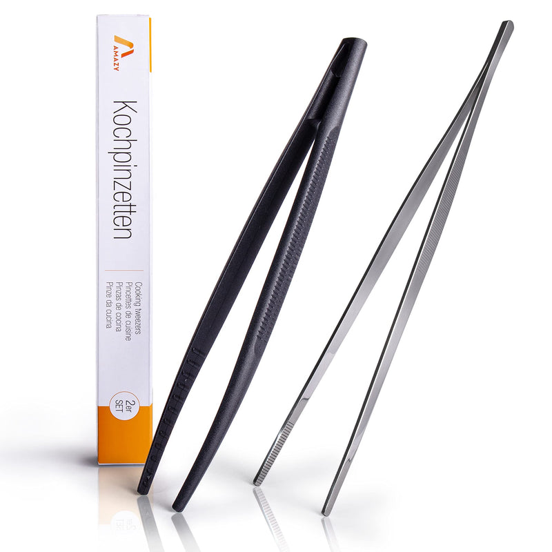 Cooking tweezers set of 2 professional tweezers duo consisting of stainless steel barbecue tongs