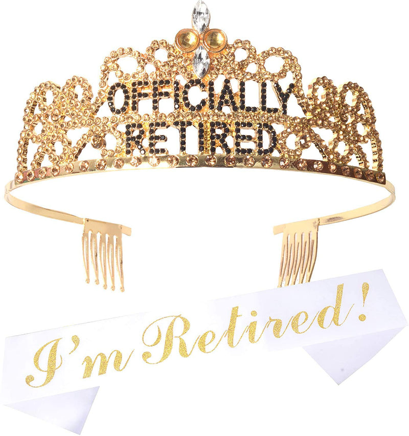 Retirement Decorations, Party Sash and Crown for Women - Fabulous Set: Glitter