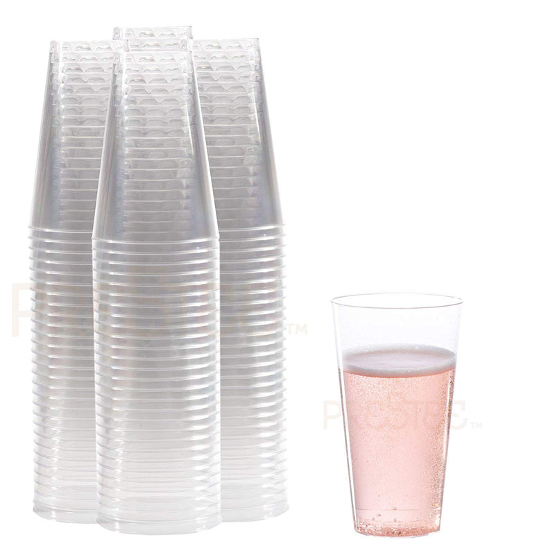 100 Clear Plastic Cups, 14oz Disposable Hard Plastic Cups, Plastic Wine Cups