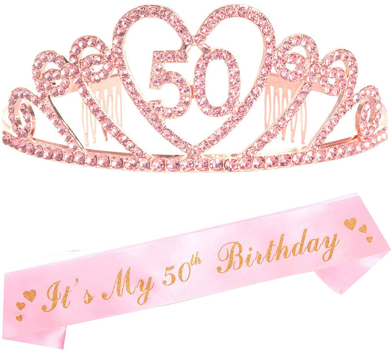 50th Birthday Sash and Tiara for Women - Fabulous Glitter Sash + Gravity