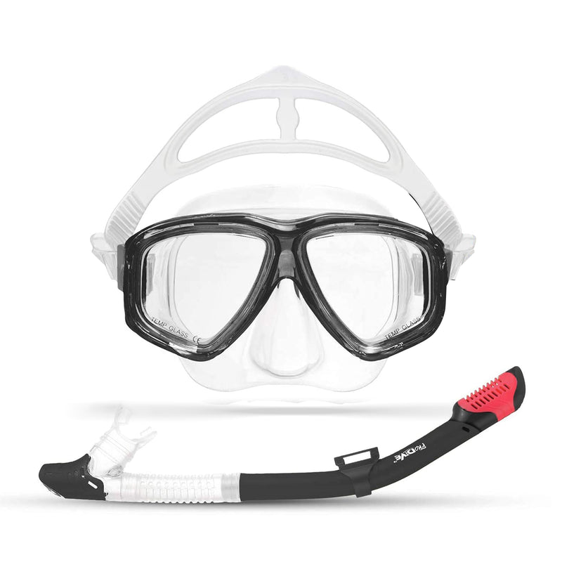 Dry Top Snorkeling Set for Kids - Diving Snorkeling Mask Made of Tempered Glass, Anti