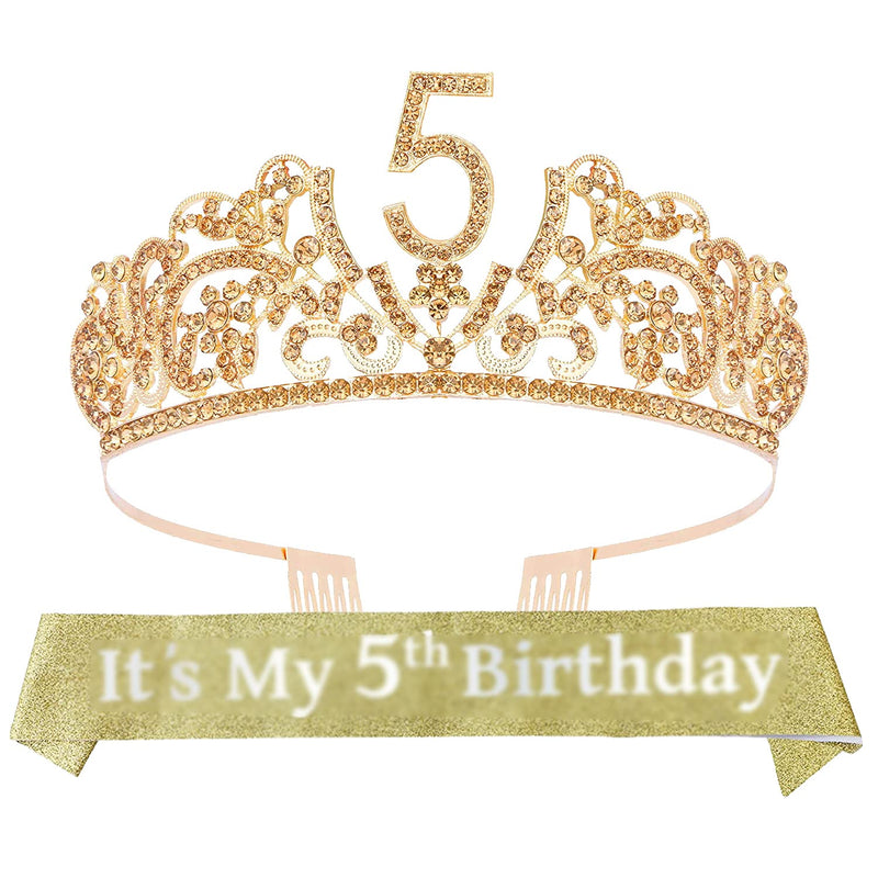 Girls 5th Birthday Sash and Tiara Set - Fabulous Glitter "It&