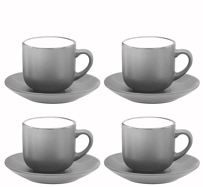 4 Ounce Espresso Coffee Mug Set with 4 Cups, Cute 4 Ounce Ceramic Mug Set in Gray, Best