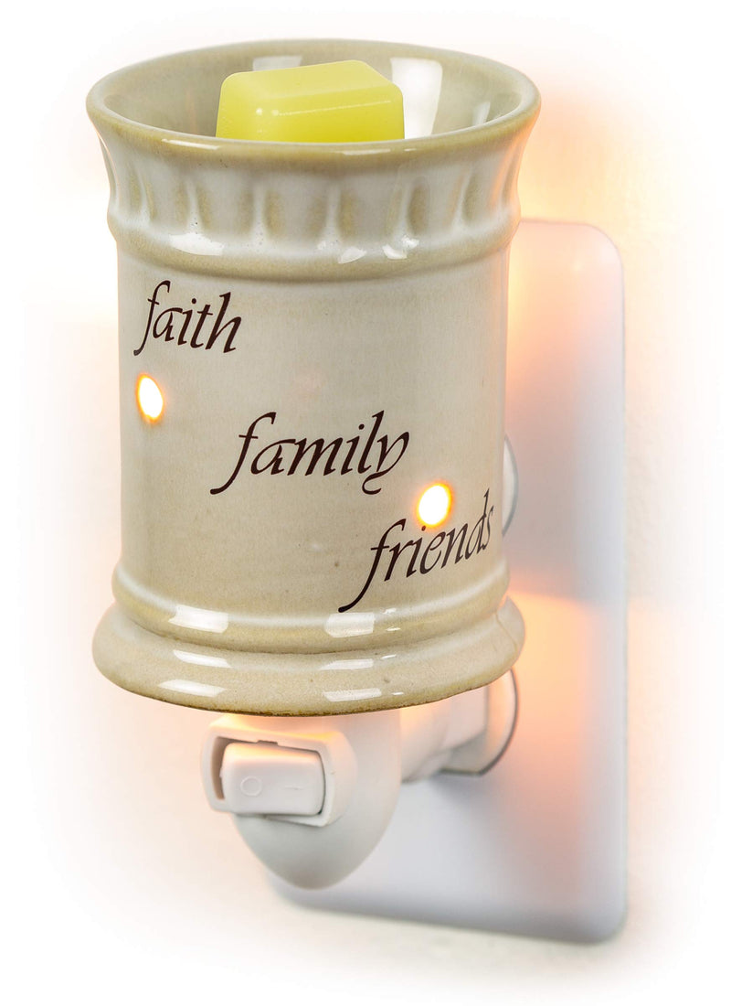 Wall plug-in wax warmer for scented wax ceramic faith family friends