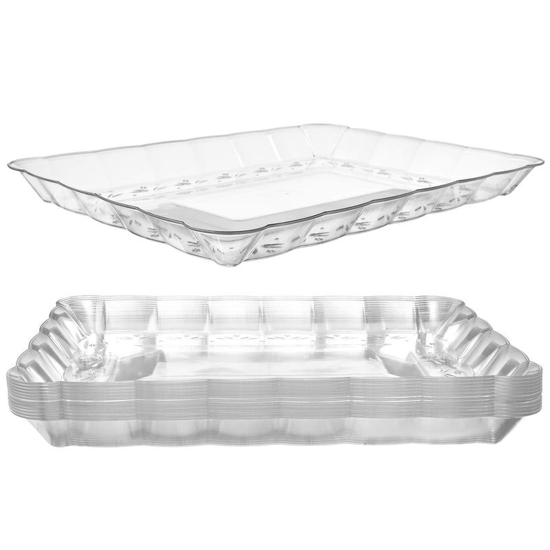 12 Plastic Serving Trays 9 x 13 Inch Disposable Rectangular Serving Trays