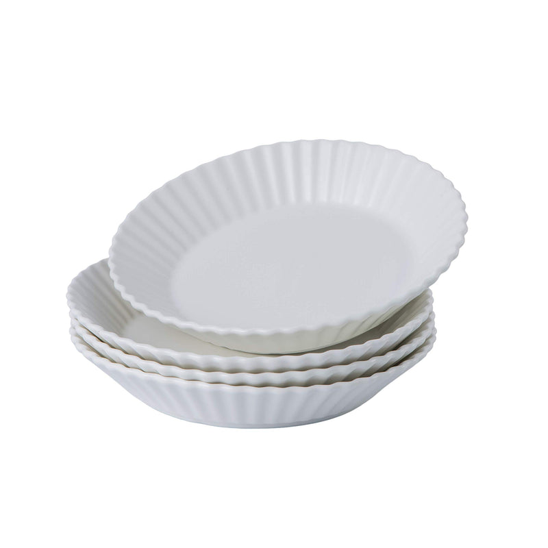 Set of 4 Elegant Matte 8" Round Ceramic Dinner Plates for Restaurant Serving