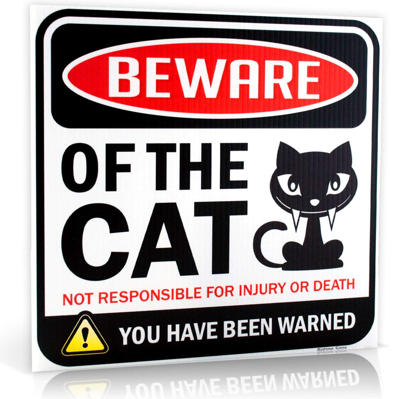 Signs, Cat Sign - Beware of the Cat - Cat Decoration, Funny Gag Gifts for Window, Office