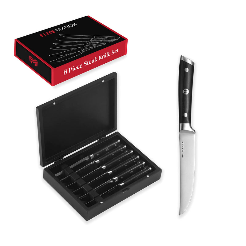 6 Piece 5 Inch Ultra Steak Knife Set, 6 German Stainless Serrated Knives