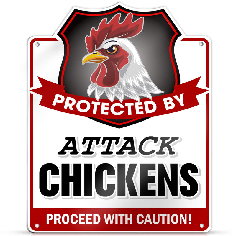 Protected By Attack Chickens PVC Signs 9" x 12" Chicken Fan Lover Chicken Signs