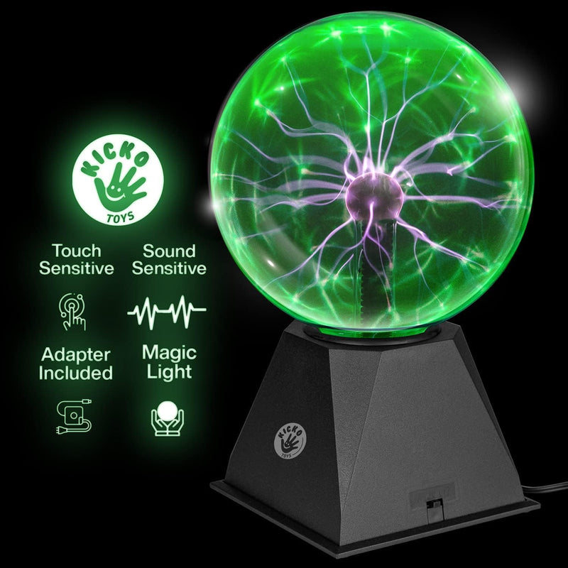 7 Green Plasma Balls Touch Sensitive Nebula Thunder Lightning Plug-In Plasma