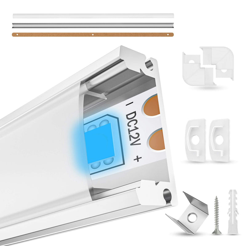 Led aluminum profile 5 x 1m 45 degrees as a complete set with frosted glass cover