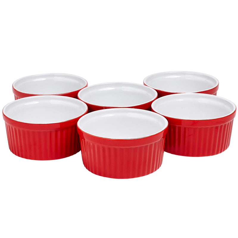 8oz Red Ceramic Ramekins, Set of 6, 8oz Red Ramekins, Perfect Baking Dishes