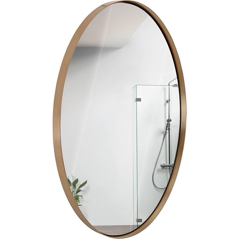 24" x 36" contemporary gold oval mirror with brushed metal frame