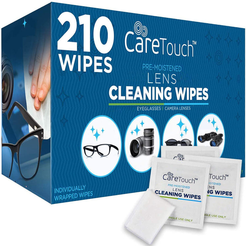 Lens cleaning wipes for glasses, 210 ct - individually wrapped, lens