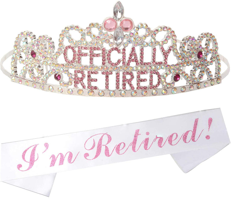 Retirement Decorations, Party Sash and Crown for Women - Fabulous Set: Glitter