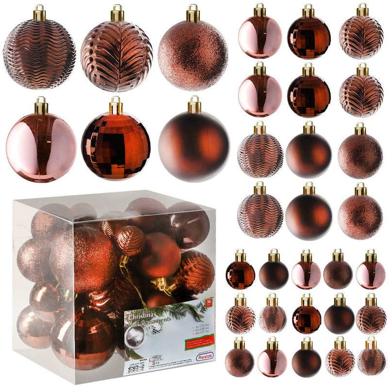 Christmas Tree Decorations - Brown Christmas Ball Ornament Set for Christmas