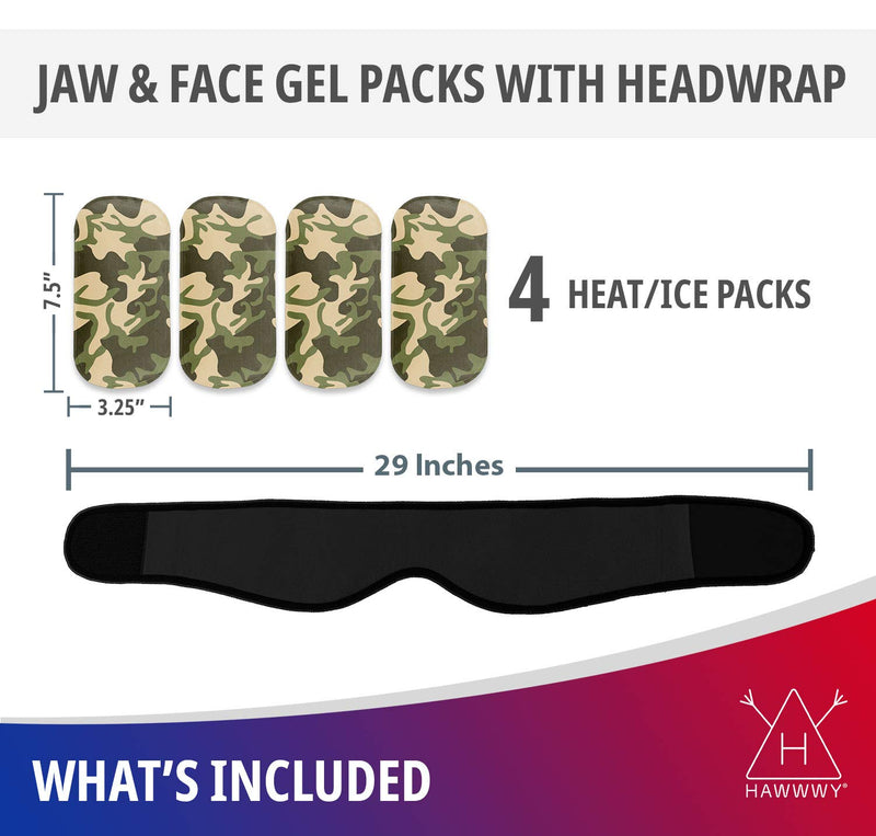 Head Wrap for Pain Relief (1 Wrap, 4 Reusable Hot-Cold Gel Packs) Perfect