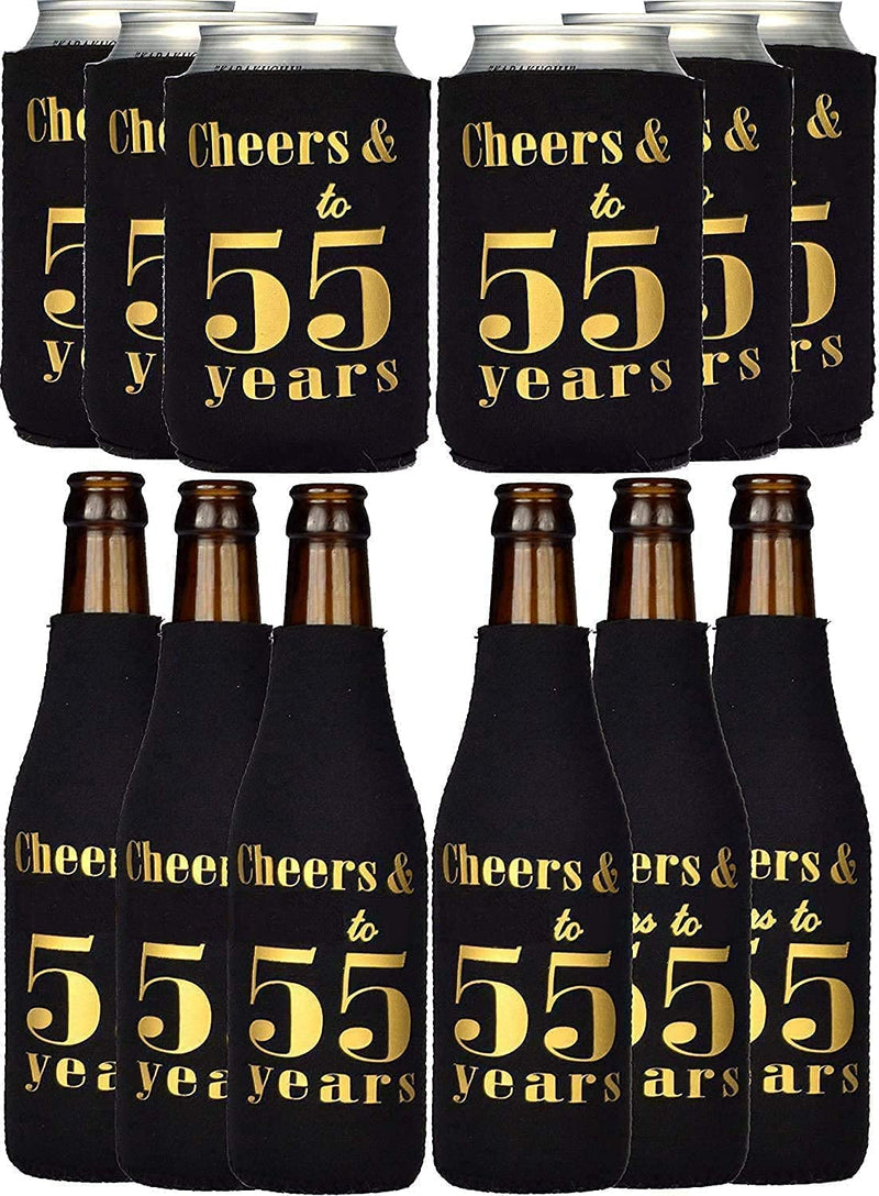 Can sleeves for beer - 12 black and gold cheers to 55 years of can sleeves for beer