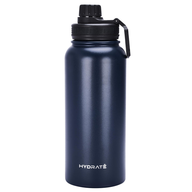 Insulated Stainless Steel Water Bottle, Dark Blue - 1L / 34oz - Large Metal Water