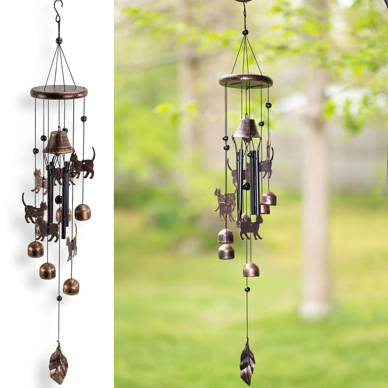 27" H Outdoor Cat Wind Chimes, Unique Outdoor Kitten Memorial Wind Chimes