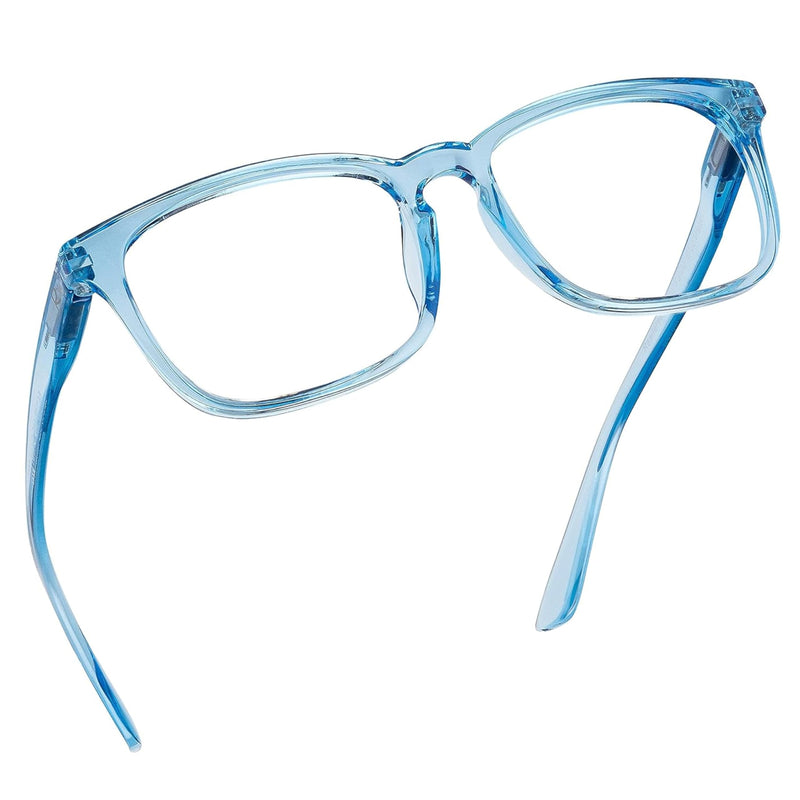 Blue light blocking reading glasses (light blue, 350x magnification) for computers