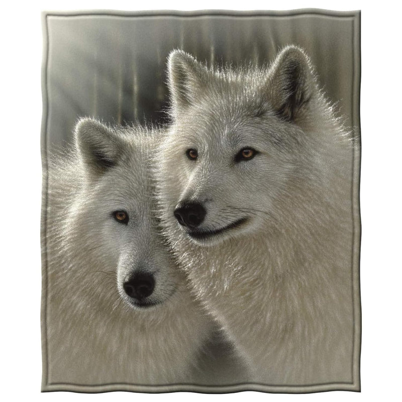 Sunlit Wolves Fleece Bed Blanket 50" x 60", Soulmates Fleece Throw