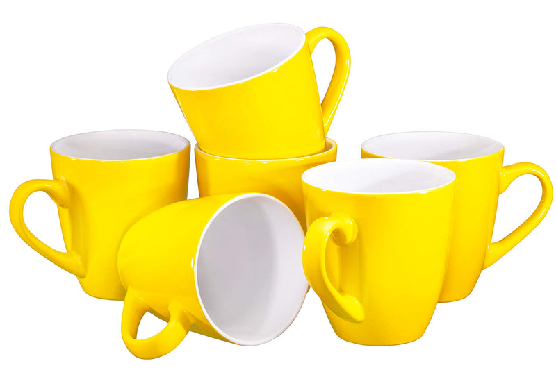 Simple 16oz Coffee Mug Set of 6, Large 16oz Ceramic Mug Set in Yellow