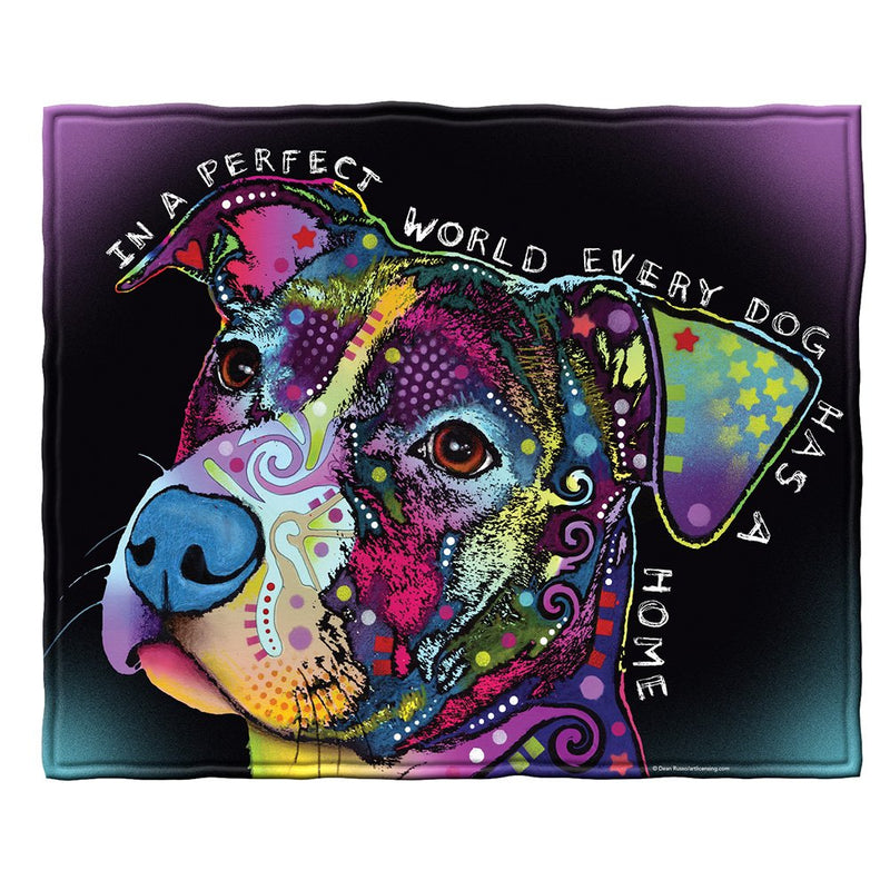 Colorful Dog Fleece Bed Blanket 50" x 60" Dean Russo Ii Dog Fleece