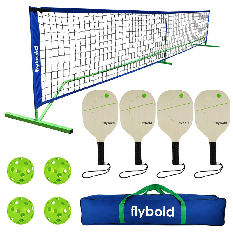 Pickleball Set with Net, Portable Set of 4 Rackets, Net Adjustment Size