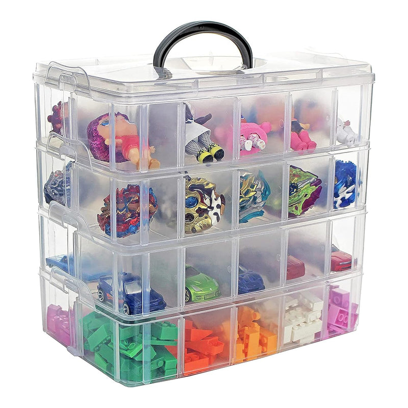 Clear 4 Tier Stackable Storage Containers with Lids - 40 Adjustable