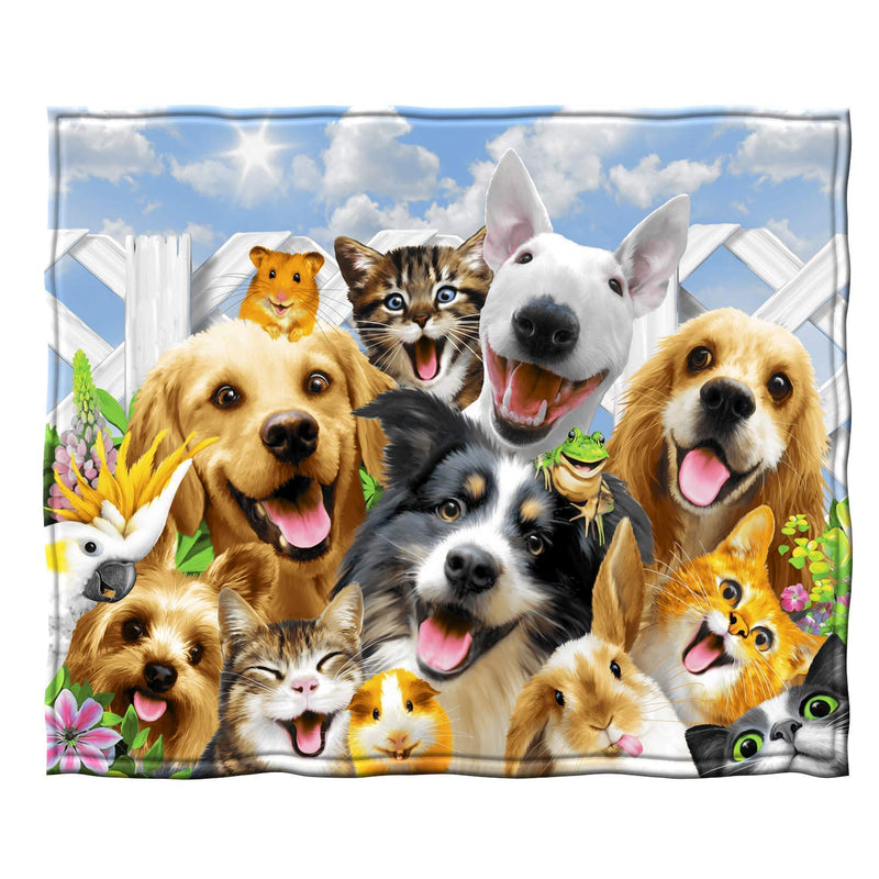 Cat Dog Fleece Bed Blanket 50"x60" Cute Fleece Throw Blanket