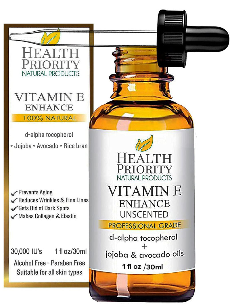 Organic vitamin E oil for skin and scars. 100% pure, natural vitamin E hand serum