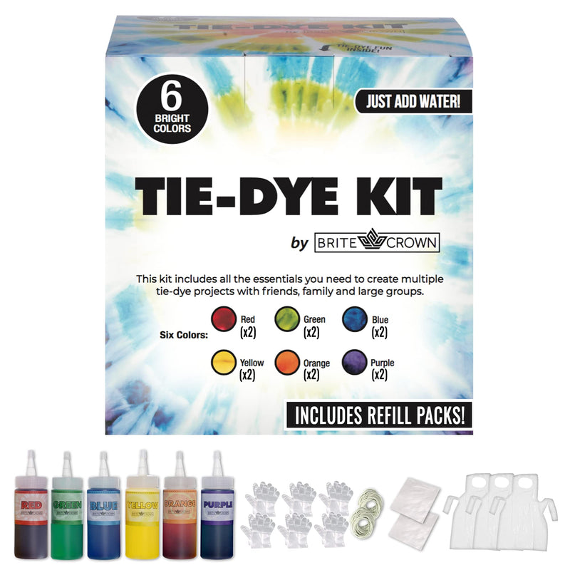 Tie Dye Kit for Kids - One Step Tie Dye Kit with 6 Bright Colors - Included