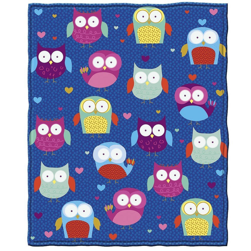 Cartoon Owl Fleece Bed Blanket 50"x60" Owl Fleece Throw Blanket