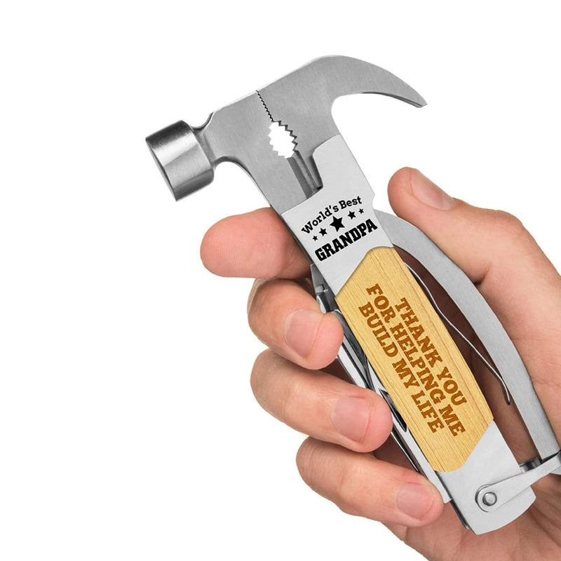 Multitool Camping Hammer for Men - Multipurpose Gifts for Grandpa with Engraving