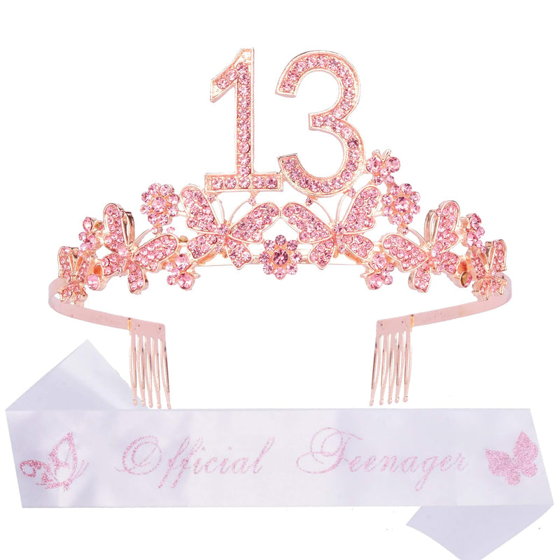 Girls 13th Birthday Sash and Tiara - Fabulous Set: Glitter Sash