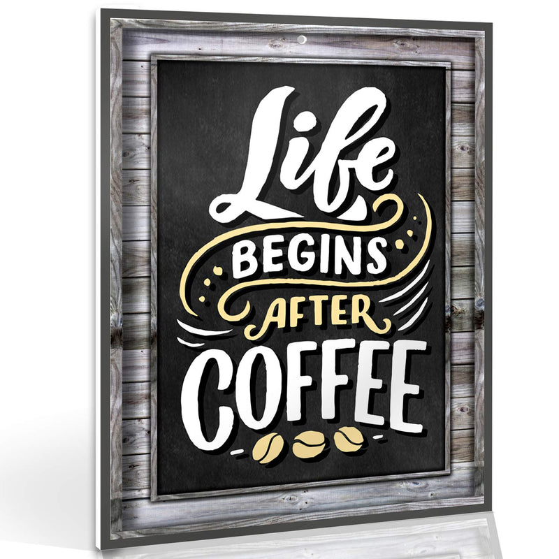 Coffee Signs Kitchen Decor - Life Begins After Coffee Wall Decor Sign - 1175