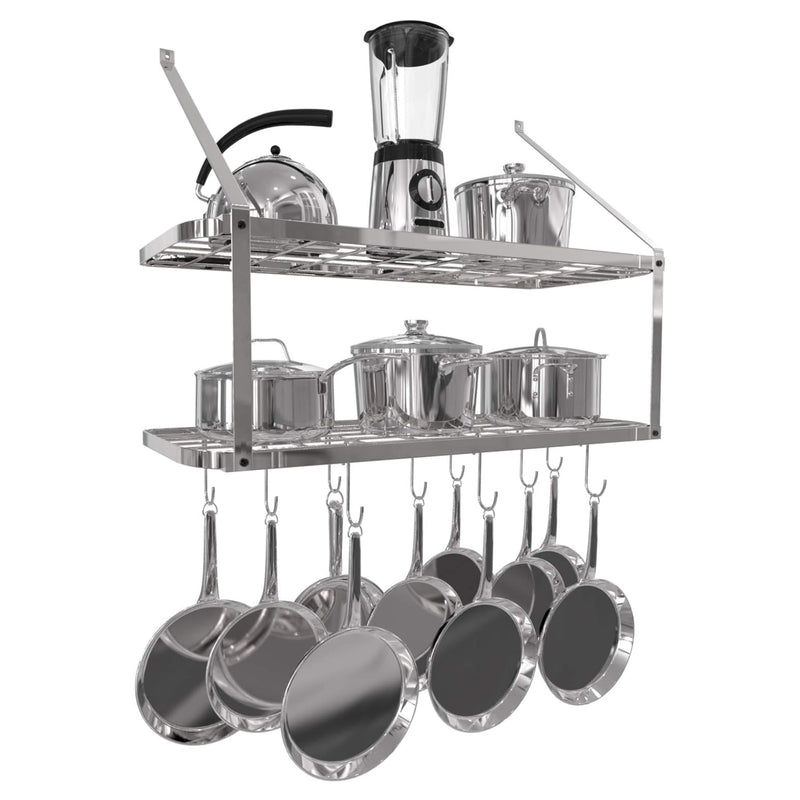 Hanging Pot and Pan Rack Kitchen Shelves Wall Mounted Durable