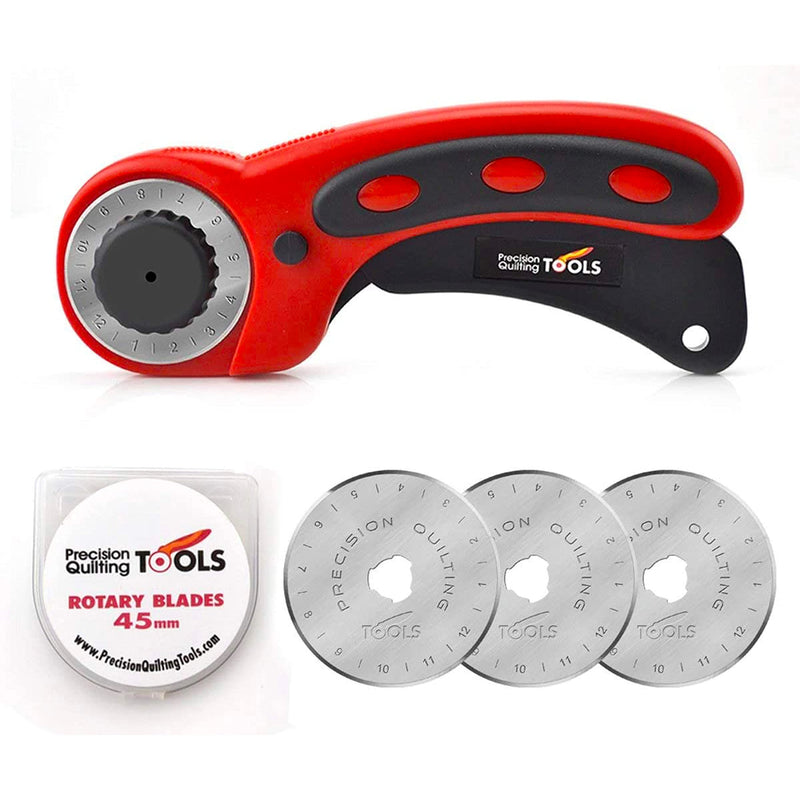 45mm Deluxe Rotary Cutter with 3 Additional Blades (Red) - Fabric