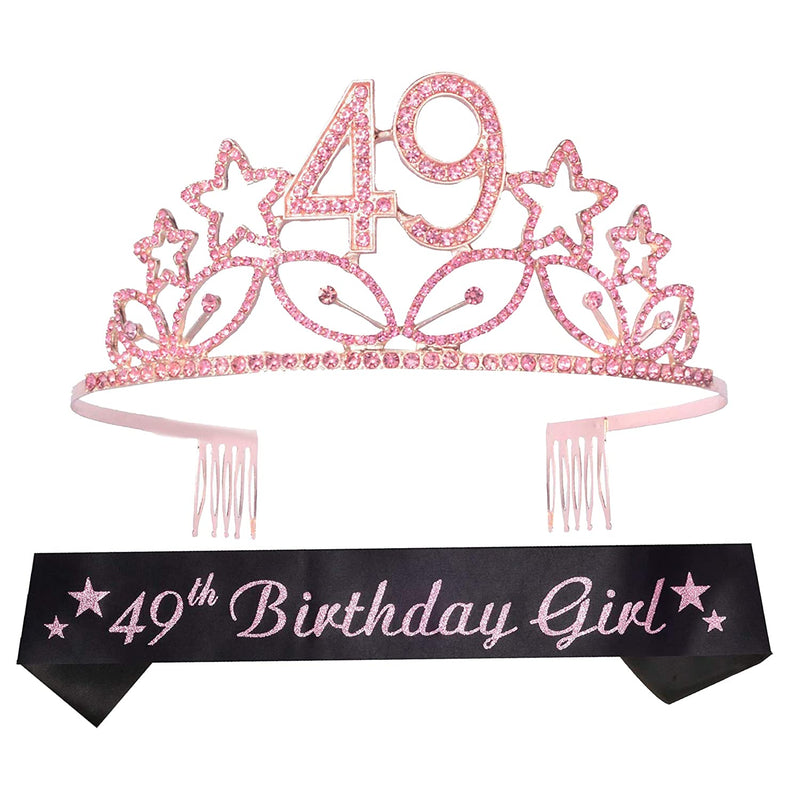 49th Birthday Sash and Tiara for Women - Fabulous Glitter Sash + Stars