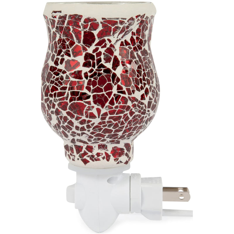 Wall-mounted wax warmer for scented wax, mosaic, glass, cinnamon red, electric