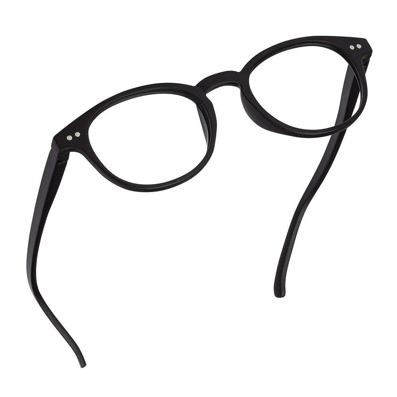 Round Blue Light Blocking Reading Glasses (Black, 275x Magnification) for Computer