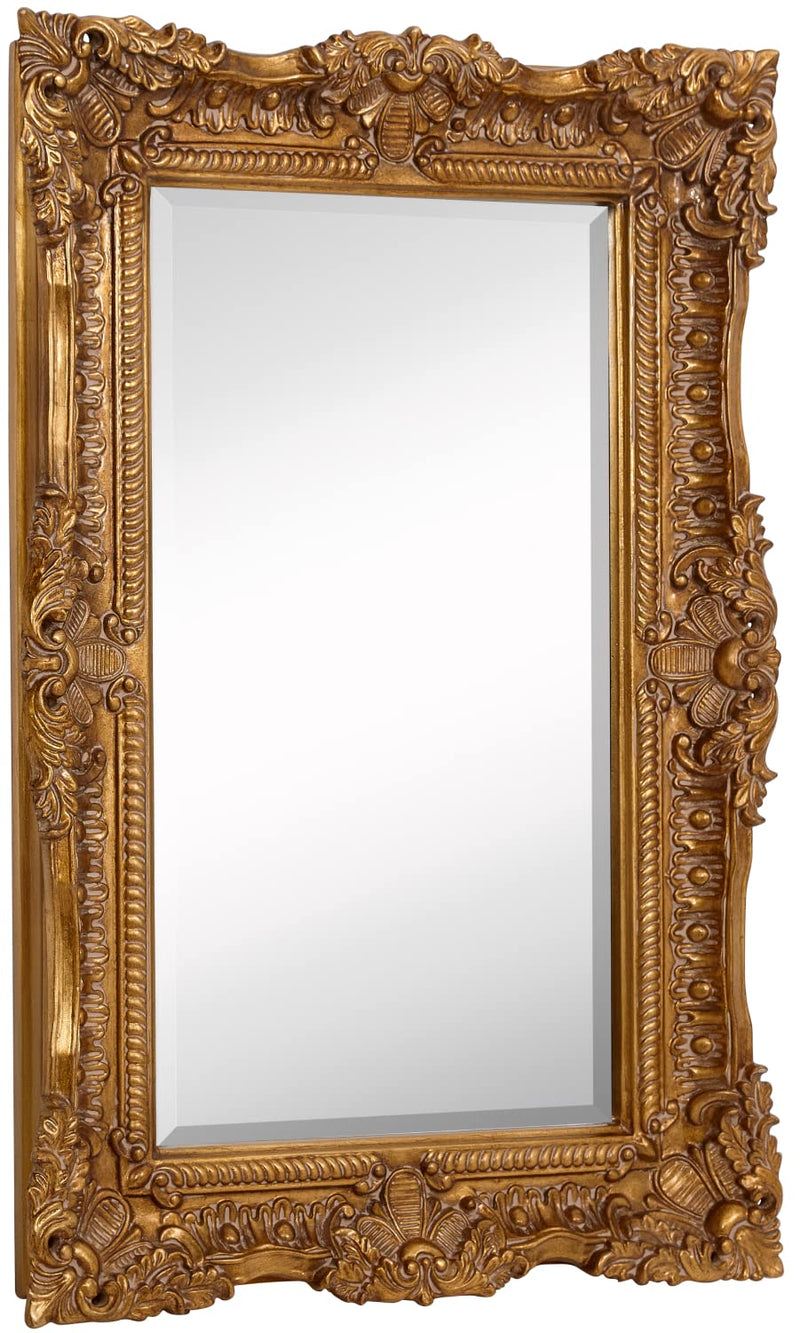 24" x 36" Baroque gold framed rectangular glass mirror, large, ornate