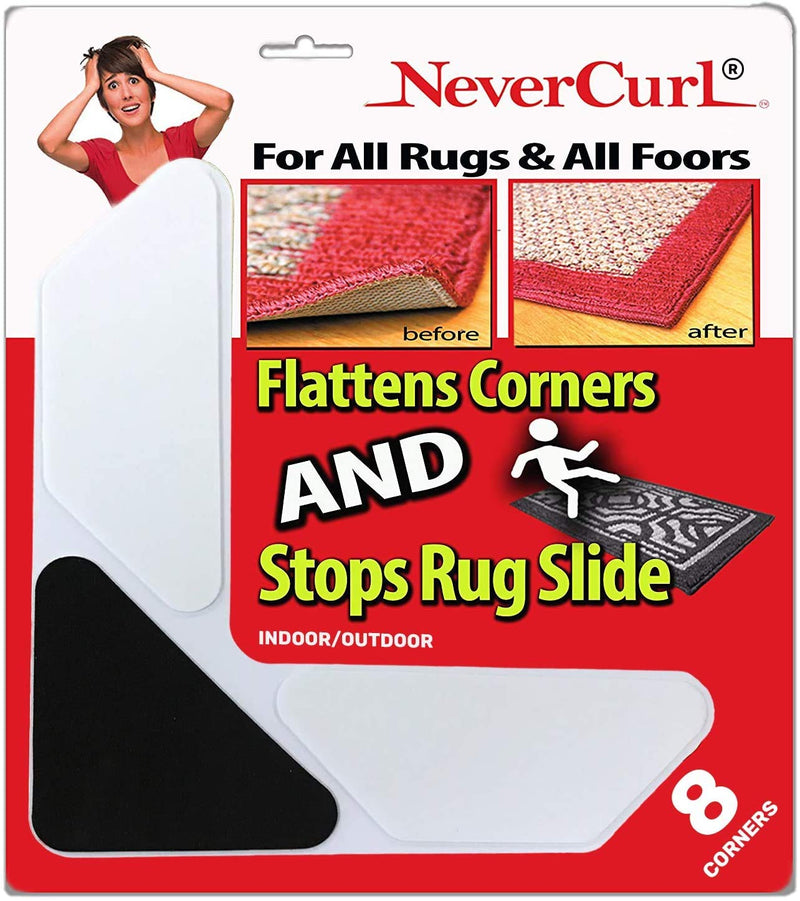 Nevercurl 8 Pack Carpet Corner Grippers - Instantly smooths carpet corners and stops the carpet