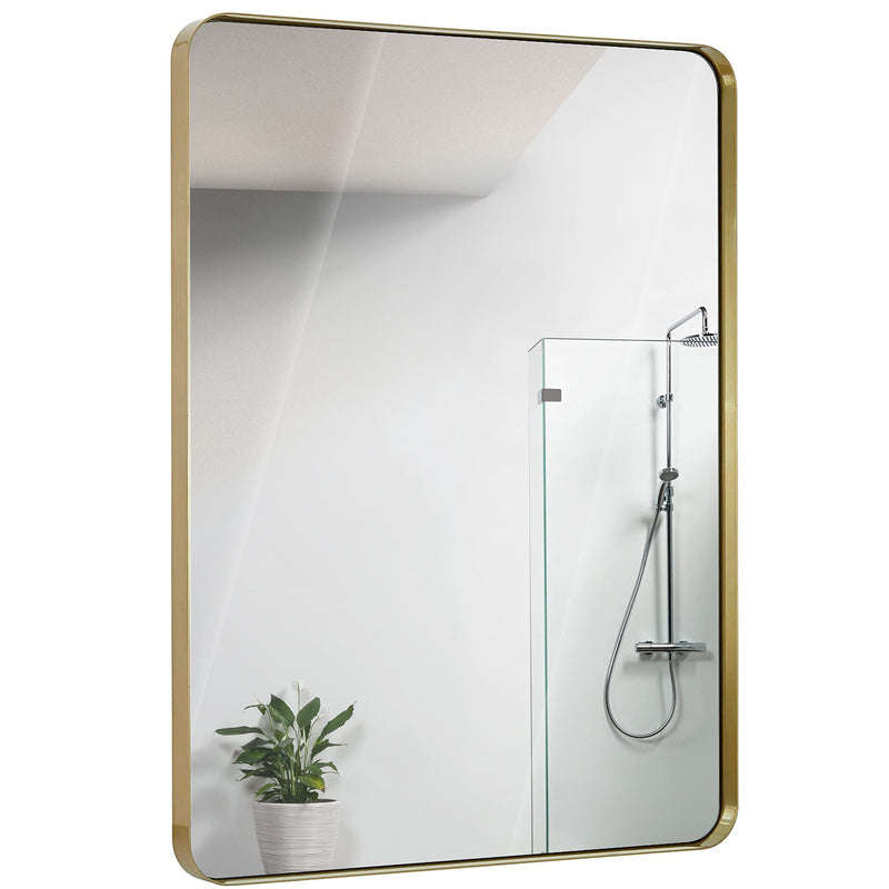 30x40 Inch Gold Frame Metal Brushed Rectangular Bathroom Mirror