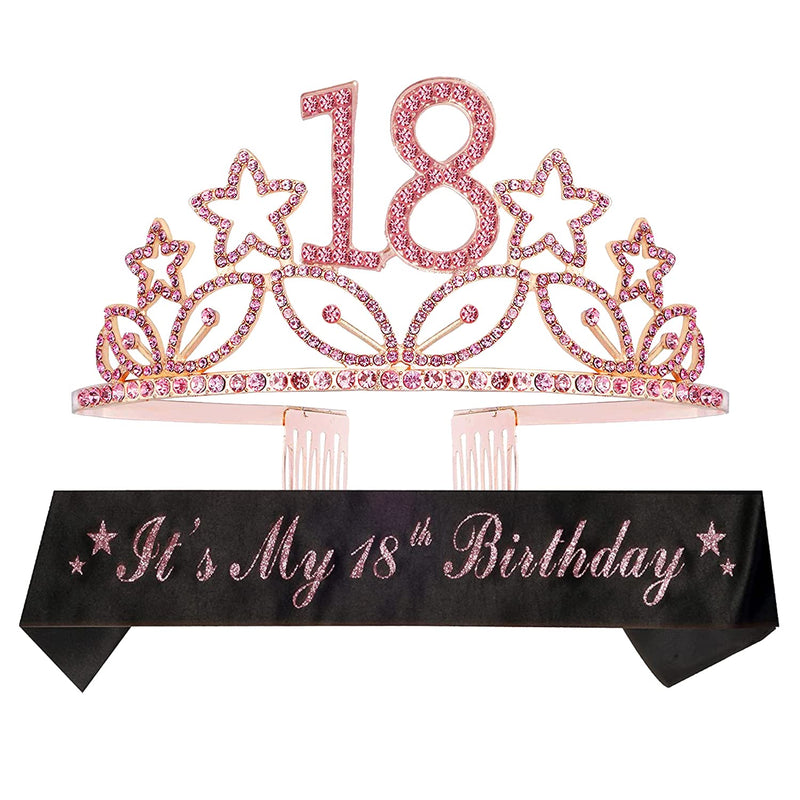 18th Birthday Sash and Tiara for Women - Fabulous Set: Glitter Sash + Stars