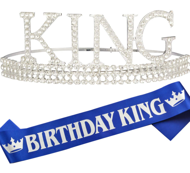 Birthday Royal Crown for Men and Boys, Sash and Lapel Pin for Men and Boys, Royal King